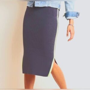 Anthropologie Ribbed Knit Skirt Sporty Midi Sleek Loungewear Ribknit Gray Medium
